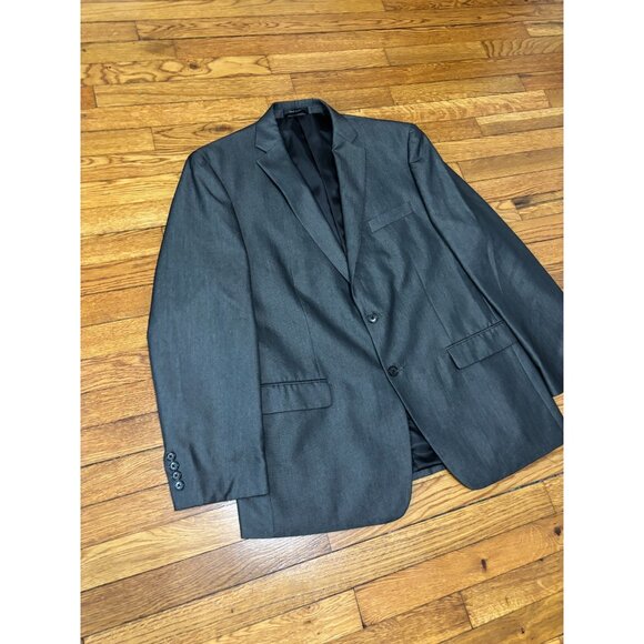 Van Heusen Mens Blazer Jacket Size 44R Gray Herringbone 2 Button Sport Coat - Picture 3 of 6